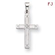 14k White Gold Solid Cross Pendant