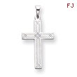 14k White Gold Solid Cross Pendant