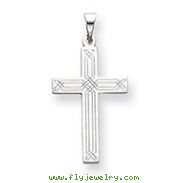 14k White Gold Solid Cross Pendant