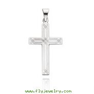 14K White Gold Solid Designed Cross Pendant