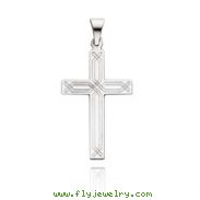 14K White Gold Solid Designed Cross Pendant