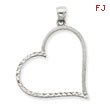 14K White Gold Solid Diamond-Cut Large Reversible Heart Pendant