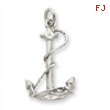 14k White Gold Solid Polished 3-Dimensional Anchor Charm