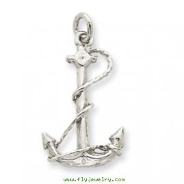 14k White Gold Solid Polished 3-Dimensional Anchor Charm