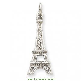 14k White Gold Solid Polished Eiffel Tower Charm