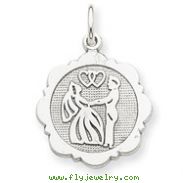 14K White Gold Solid Polished Faceted Bride & Groom Charm