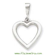 14K White Gold Solid Polished Heart Pendant