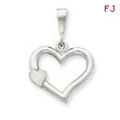 14K White Gold Solid Satin Polished Fancy Heart Pendant