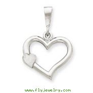 14K White Gold Solid Satin Polished Fancy Heart Pendant