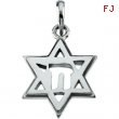 14K White Gold Star Of David Chai Pendant