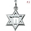 14K White Gold Star Of David Chai Pendant