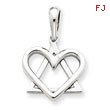 14K White Gold Star Of David Heart Pendant