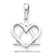 14K White Gold Star Of David Heart Pendant