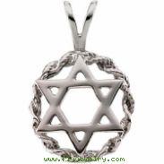 14K White Gold Star Of David Pendant