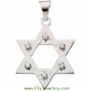 14K White Gold Star Of David Pendant With Diamond