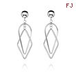 14K White Gold Tea Drop And Diamond Shape Dangle Post Earrings