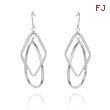 14K White Gold Tea Drop And Diamond Shape Dangle Wire Earrings