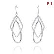 14K White Gold Tea Drop And Diamond Shape Dangle Wire Earrings