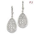 14K White Gold Teardrop Filigree Dangle Leverback Earrings