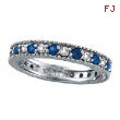 14K White Gold Thin .50ct Diamond and .58ct Sapphire Eternity Ring Band