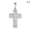 14K White Gold Thorn Cross Pendant