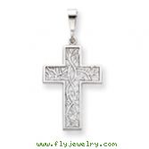 14K White Gold Thorn Cross Pendant