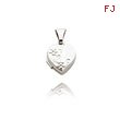 14K White Gold Tiny Floral Heart-Shaped Locket