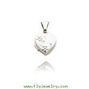 14K White Gold Tiny Floral Heart-Shaped Locket