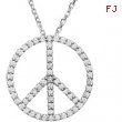 14K White Gold Tiny Peace Sign Necklace