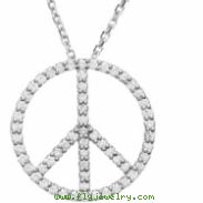 14K White Gold Tiny Peace Sign Necklace