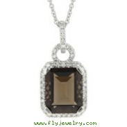 14K White Gold Topaz & Diamond Necklace