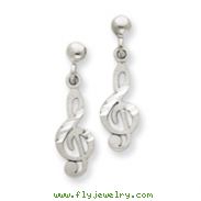 14K White Gold Treble Clef Dangle Earrings