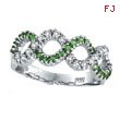 14K White Gold Tsavorite and Diamond Swirl Ring