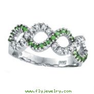 14K White Gold Tsavorite and Diamond Swirl Ring