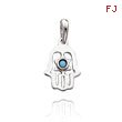 14K White Gold Turquoise Chamseh & Star of David Pendant