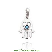 14K White Gold Turquoise Chamseh & Star of David Pendant