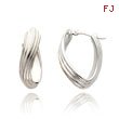 14K White Gold Twisted And Ridged Oval Hoop Earrings