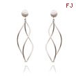 14K White Gold Twisted Tube 3-D Dangle Post Earrings