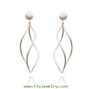 14K White Gold Twisted Tube 3-D Dangle Post Earrings