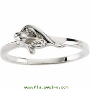 14K White Gold Unblossomed Rose Chastity Ring With Box