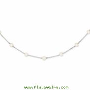 14K White Gold White Cultured Pearl Necklace chain