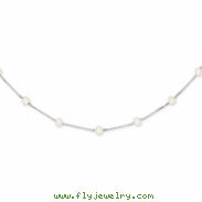 14K White Gold White Cultured Pearl Necklace chain