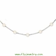 14K White Gold White Cultured Pearl Necklace chain