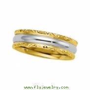 14K White Yellow Gold Two Tone Design Band