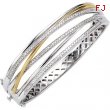 14K White Yellow Gold Two Tone Diamond Bangle Bracelet