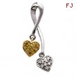 14K White Yellow Gold Two Tone Diamond Heart Pendant Slide