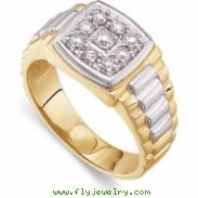 14K White Yellow Gold Two Tone Gents Diamond Ring