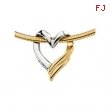 14K White Yellow Gold Two Tone Heart Chain Slide