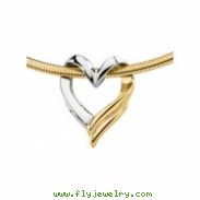 14K White Yellow Gold Two Tone Heart Chain Slide