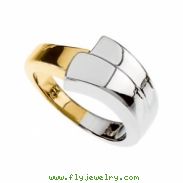 14K White Yellow Gold Two Tone Metal Fashion Ring